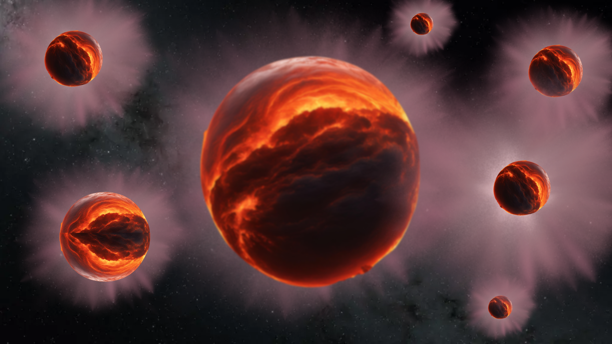 An illustration of several failed star brown dwarfs