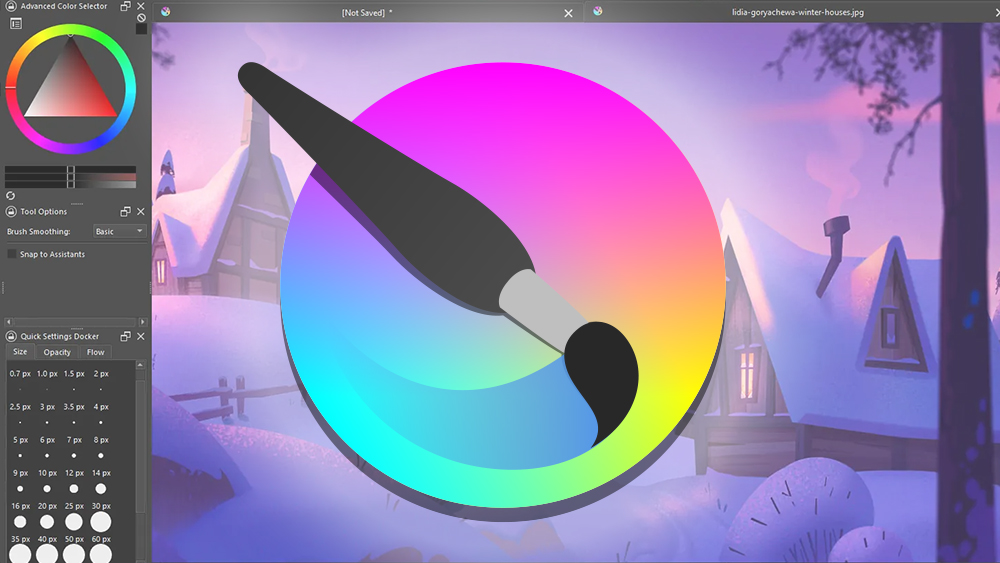 Krita logo and interface