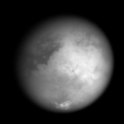 A new picture of Titan by the Cassini spacecraft reveals a bright region in the middle named Xanadu. Scientists don't know what it is.