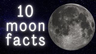 graphic with the text "10 moon facts" written in large white letters next to an image of the moon to the right with a starry sky background.