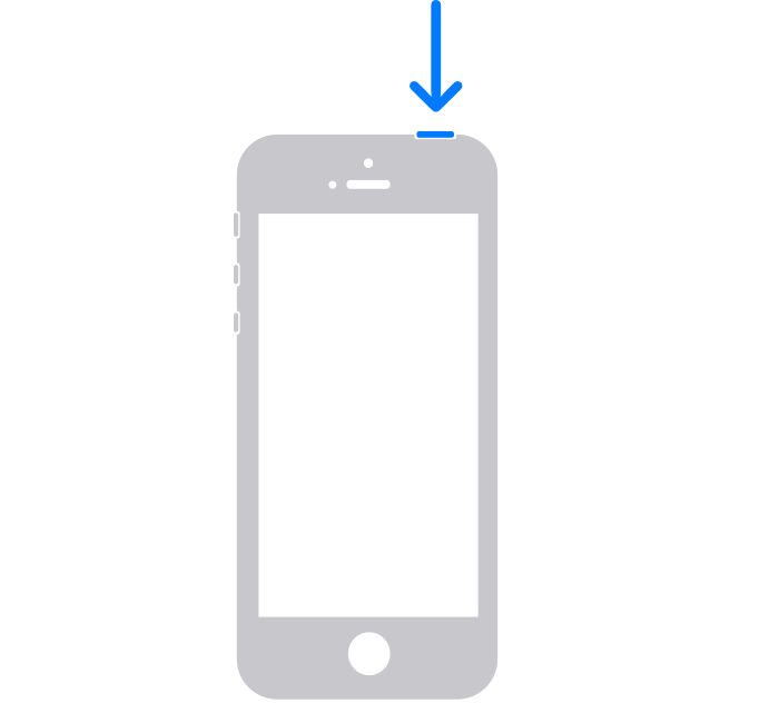 Bouton d’alimentation situé sur le haut de l’iPhone SE (1re génération), de l’iPhone 5 ou d’un modèle antérieur