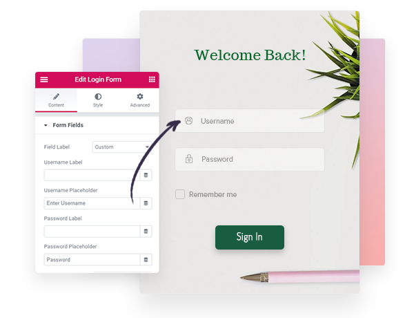 Login Form Design Ultimate Elementor