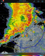 A couple of cells in front of the haboob disrupted it a bit, but the storm was still crashing southeast.