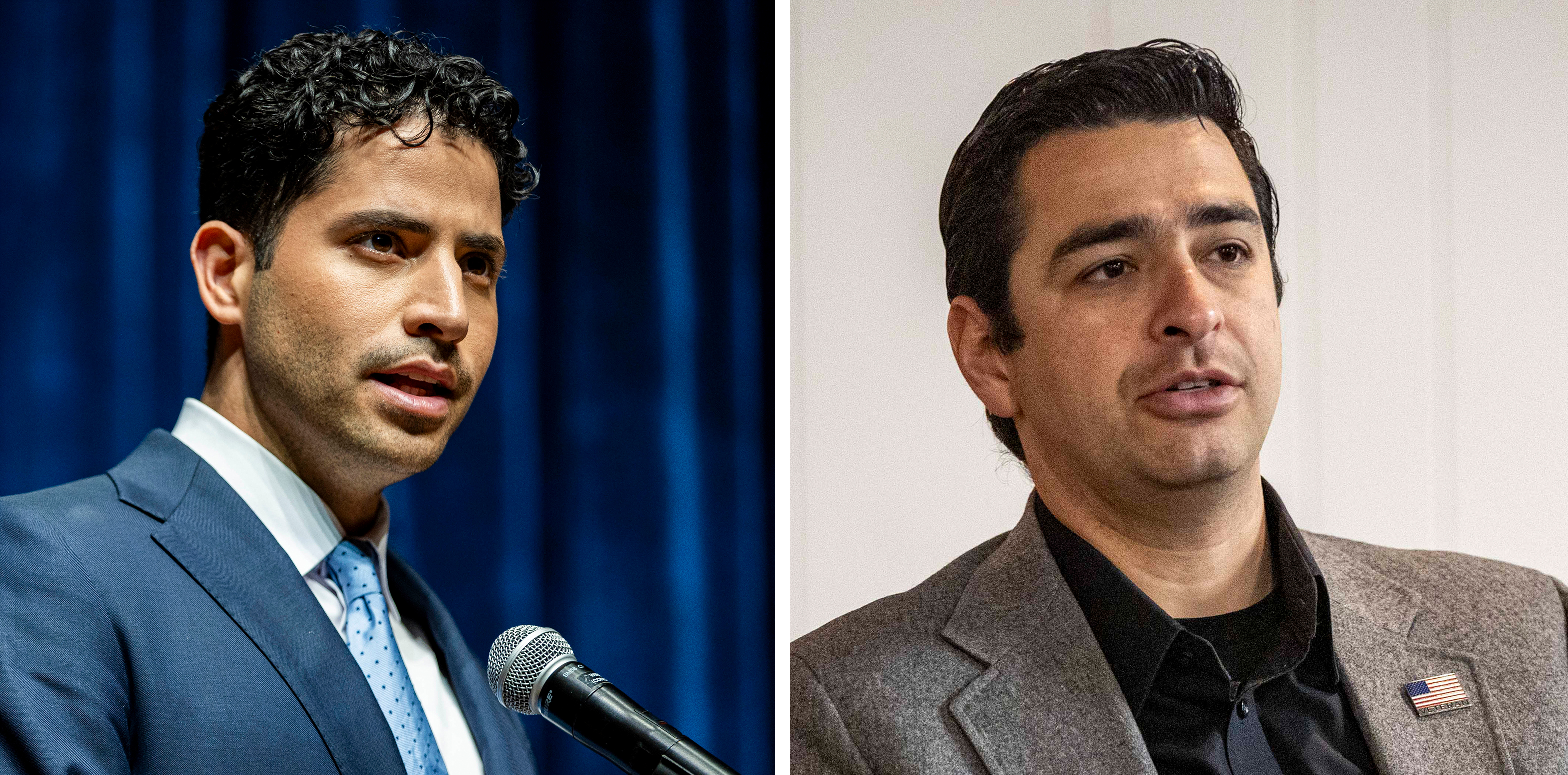 TDP-L-RUTINEL-EVANS-20 Democratic nominee Manny Rutinel, left, and U.S. Rep. Gabe Evans, who is seeking a second term representing Colorado's 8th Congressional District. (Photos by Hyoung Chang/The Denver Post, left, and Brice Tucker/Greeley Tribune)