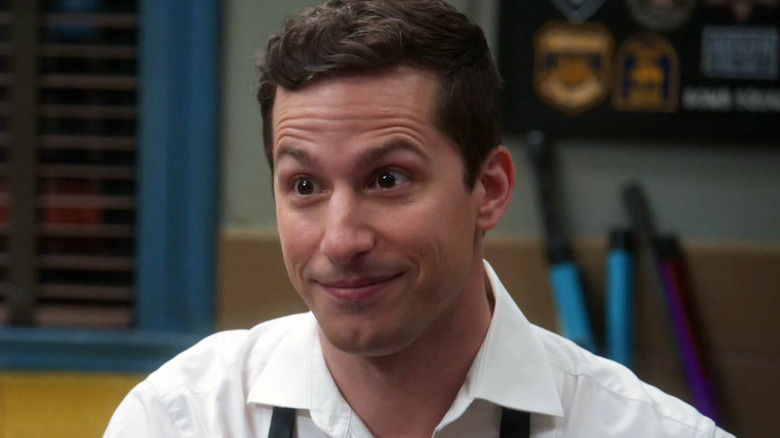 Jake Peralta smiling raised eyebrows